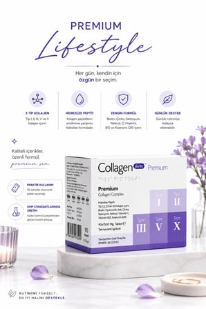 Collagen Forte Platinum 5 Tip Kolajen 90 Tablet, Biotin, C Vitamini, Vitamin B12, Diyet Desteği