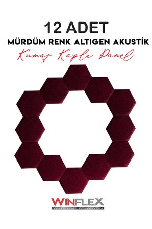 altigen akusti̇k kumaş kapli panel 17x20cm - 12 adet mürdüm