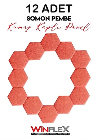 altigen akusti̇k kumaş kapli panel 17x20cm - 12 adet SOMON PEMBE