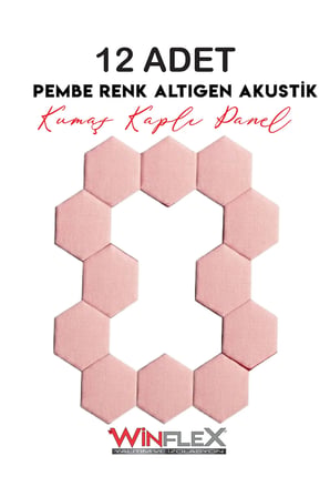 ALTIGEN AKUSTİK KUMAŞ KAPLI PANEL 17x20CM - 12 ADET PEMBE