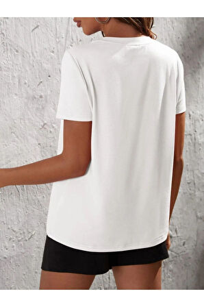 LUNAVISTA Kelebekli Kalp Baskılı Oversize Şort Tişört takımı