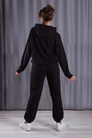 LUNAVISTA Unisex Kırmızı Kalp Baskılı Kapüşonlu Alt-üst Takım