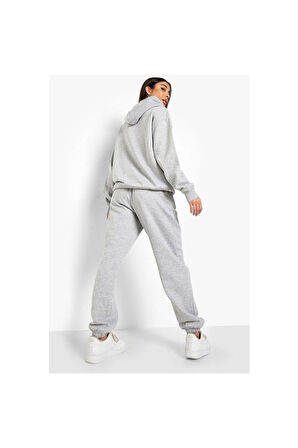 LUNAVISTA Unisex Kırmızı Dikey Baskılı Kapüşonlu Alt-üst Takım