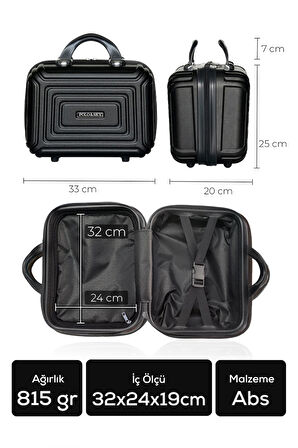 Polo&Sky Altuğ Model Siyah Renk Abs Makyaj Çantası El Valizi