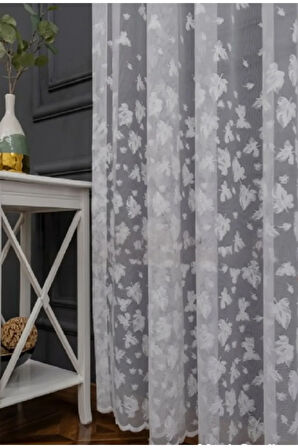 Alt Yaprak Desen Ütü İstemez Kırışmaz 2Kat Pileli Tül Perde