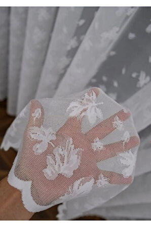 Alt Yaprak Desen Ütü İstemez Kırışmaz 2Kat Pileli Tül Perde