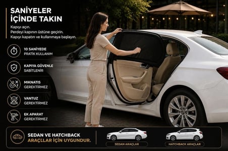 Fiat Egea STW 2015 ve Sonrası  Model Uyumlu Güneşlik, 2'li Yan Cam Güneşlik Perde ( Lastikli ) ( Sedan ve Hatchback )