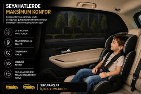 Subaru XV  (2012-2015)  Model Uyumlu Güneşlik, 2'li Yan Cam Güneşlik Perde ( Lastikli )(SUV)
