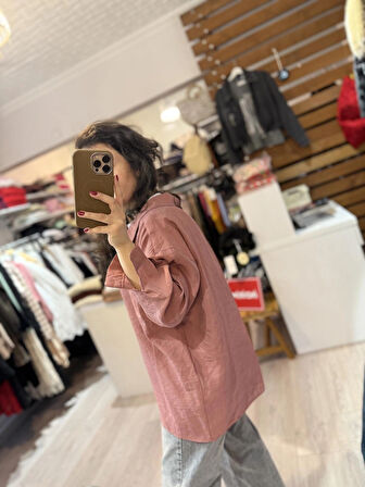 Düşük Omuzlu Tarçın Oversize Gömlek