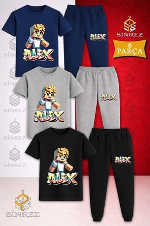 Çocuk ALVIN 3LU SINCAP AYAKTA Baskılı 3Lü Tişort Eşofman Takımı