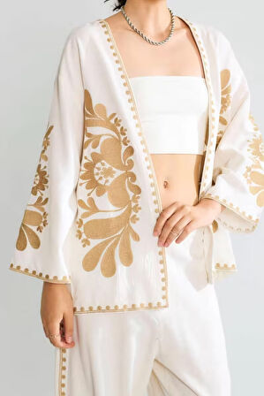 Nakışlı Natural Kimono