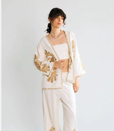 Nakışlı Natural Kimono