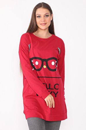 Karakter Baskılı Kadın Tunik Sweatshirt