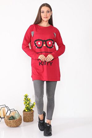 Karakter Baskılı Kadın Tunik Sweatshirt