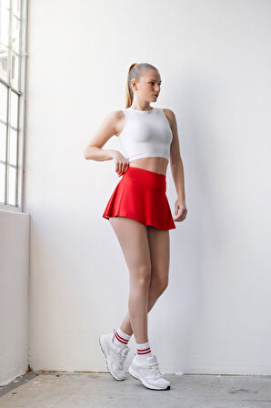 Spor Şortlu Mini Etek Fitness Yüksek Bel 490