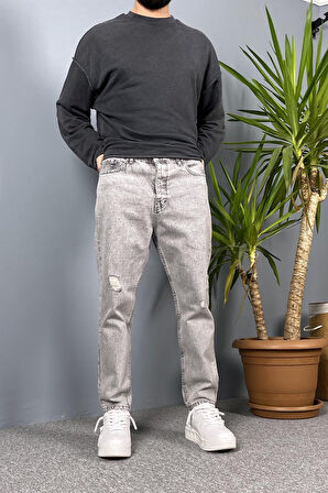 Yırtıklı Gri Kot Pantolon