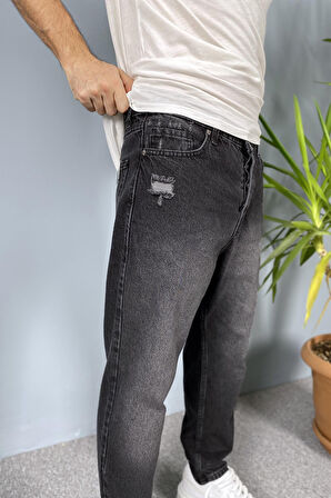 Taşlanmış Kot Pantolon Antrasit Renk