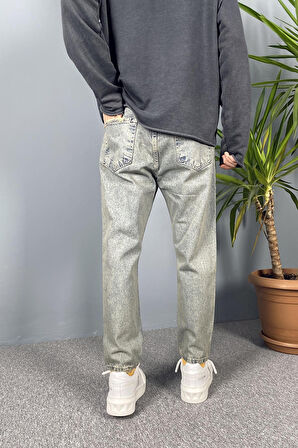 Eskitme Yırtıklı Taşlanmış Mavi Kot Pantolon