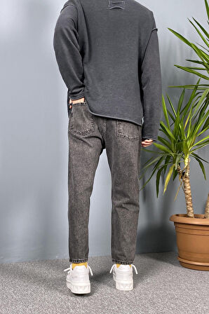 Dar Kesim Boyfriend Gri Renk Kot Pantolon
