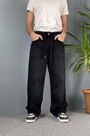 İp Kemerli Rahat Kesim Baggy Kot Pantolon