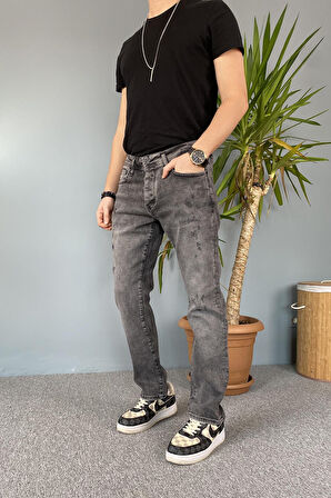 Antrasit Yırtık Detaylı Kot Pantolon