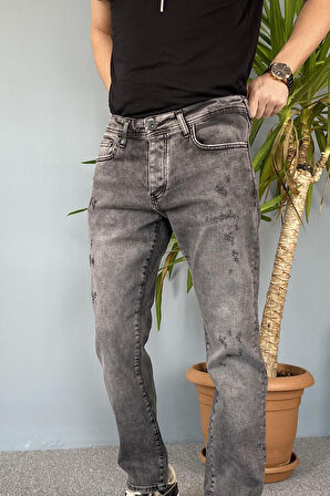 Antrasit Yırtık Detaylı Kot Pantolon