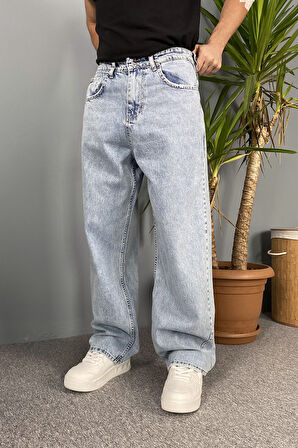 Buz Mavisi Baggy Kot Pantolon