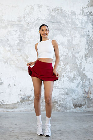 Spor Şortlu Mini Etek Fitness Yüksek Bel 490