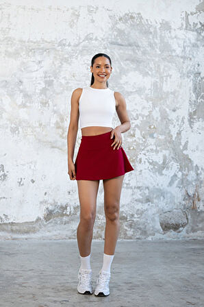 Spor Şortlu Mini Etek Fitness Yüksek Bel 490