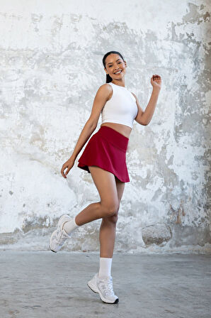 Spor Şortlu Mini Etek Fitness Yüksek Bel 490