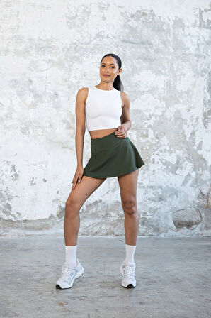 Spor Şortlu Mini Etek Fitness Yüksek Bel 490