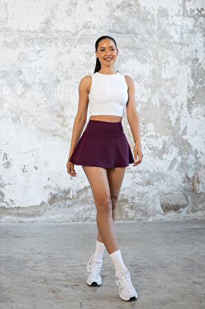 Spor Şortlu Mini Etek Fitness Yüksek Bel 490