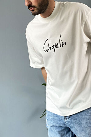 Van Gogh&Charlie Chaplin Baskılı Oversize Tişört