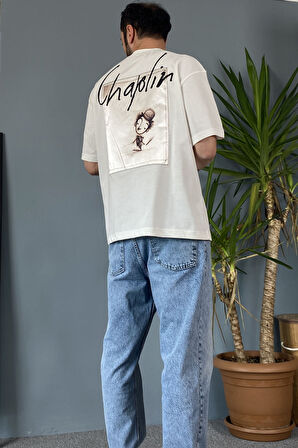 Van Gogh&Charlie Chaplin Baskılı Oversize Tişört