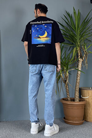 Van Gogh&Charlie Chaplin Baskılı Oversize Tişört