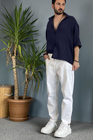 Ekru Kot Pantolon Regular Kalıp