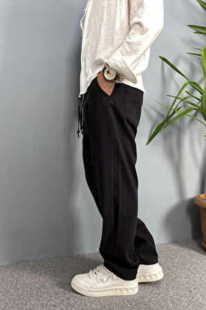 Beli Bağcıklı ve Lastikli Mesimlik Kot Pantolon