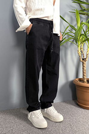 Beli Bağcıklı ve Lastikli Mesimlik Kot Pantolon