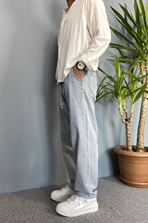 Beli Bağcıklı ve Lastikli Mesimlik Kot Pantolon