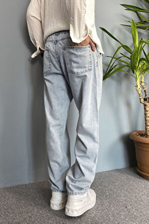 Beli Bağcıklı ve Lastikli Mesimlik Kot Pantolon