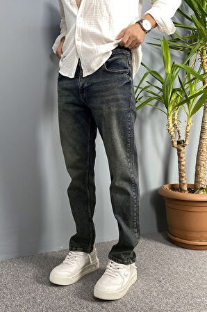 Lacivert Eskitme Dar Paça Kot Pantolon