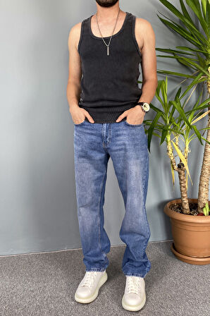 Taşlanmış Kot Pantolon Regular Kalıp