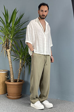 Modal Kumaş Bağcıklı Baggy Pantolon