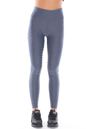 Kabartmalı Kumaş Ekstra Yüksek Bel Günlük Tayt