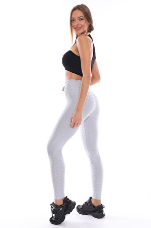 Kabartmalı Kumaş Ekstra Yüksek Bel Günlük Tayt