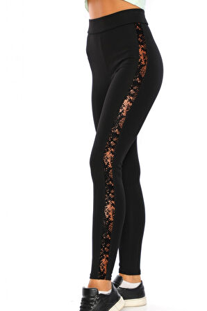 Toparlayıcı Yüksek Bel Siyah Kışlık Kadın Tayt