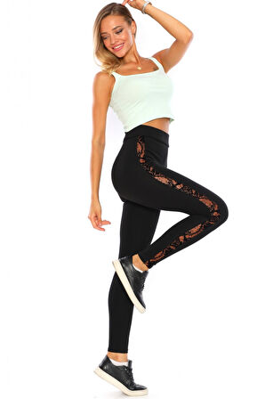 Toparlayıcı Yüksek Bel Siyah Kışlık Kadın Tayt