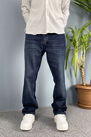Lacivert Taşlanmış Jean - Kot Pantolon Regular Kalıp