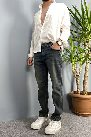 Siyah Eskitme Dar Paça Kot Pantolon