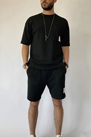 Siyah Alt Üst Şort Tişört Takım